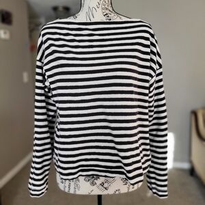 Black and White Striped Women's Top